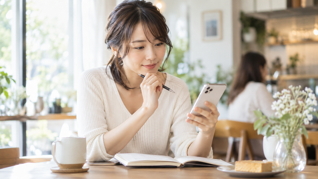 オーネットの20代割を確認する女性