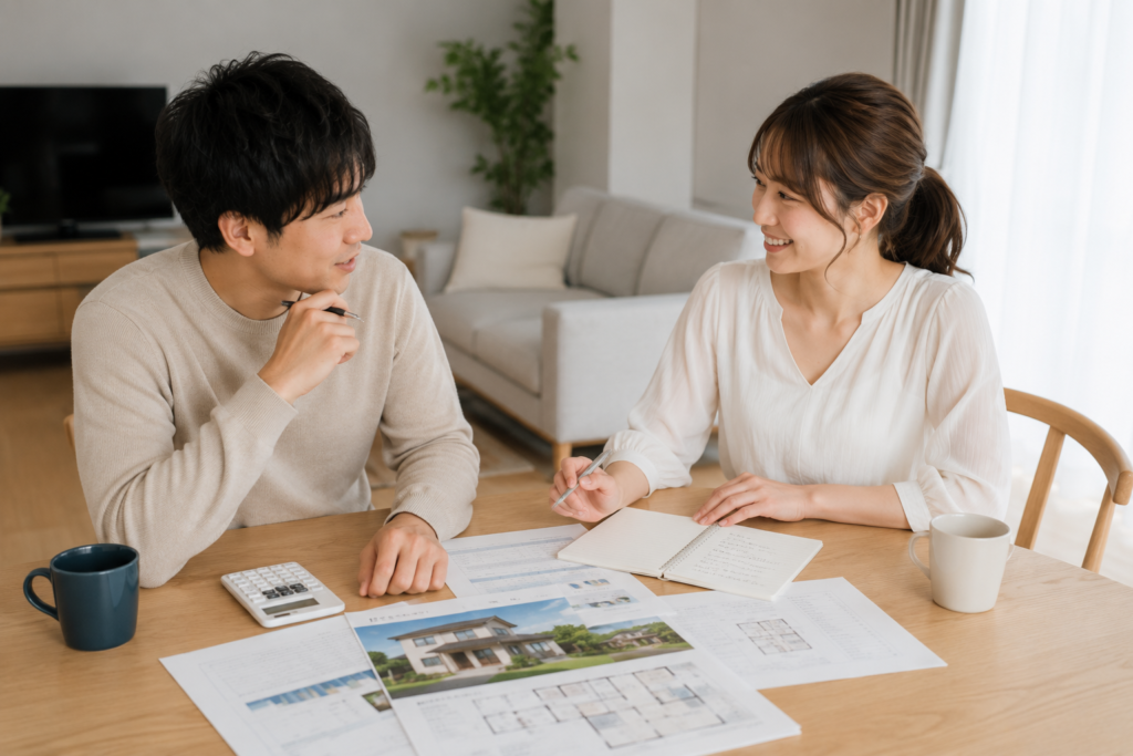 成婚退会前に結婚生活の確認事項を話し合う男女