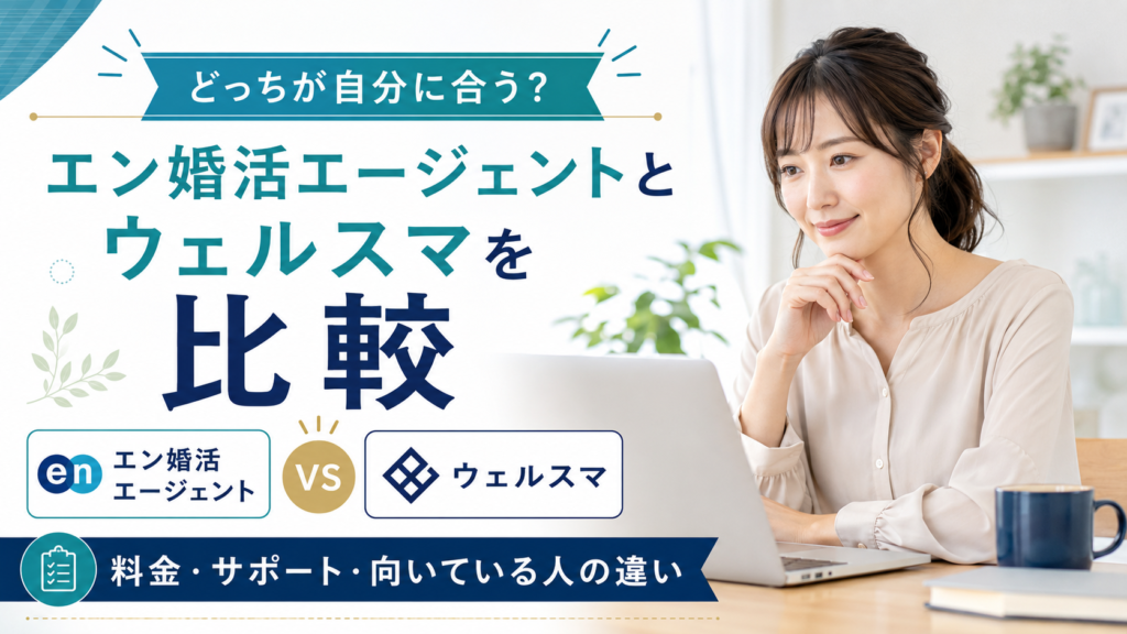 ウェルスマとエン婚活エージェントを比較する女性