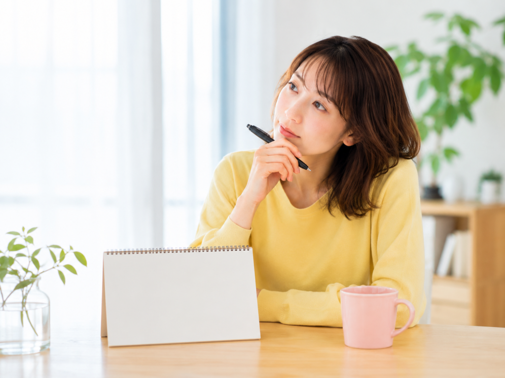 お見合いの申込人数と活動予定を確認する女性