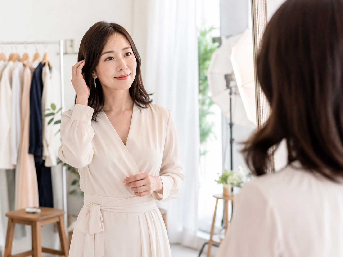 結婚相談所のプロフィール写真を準備する女性