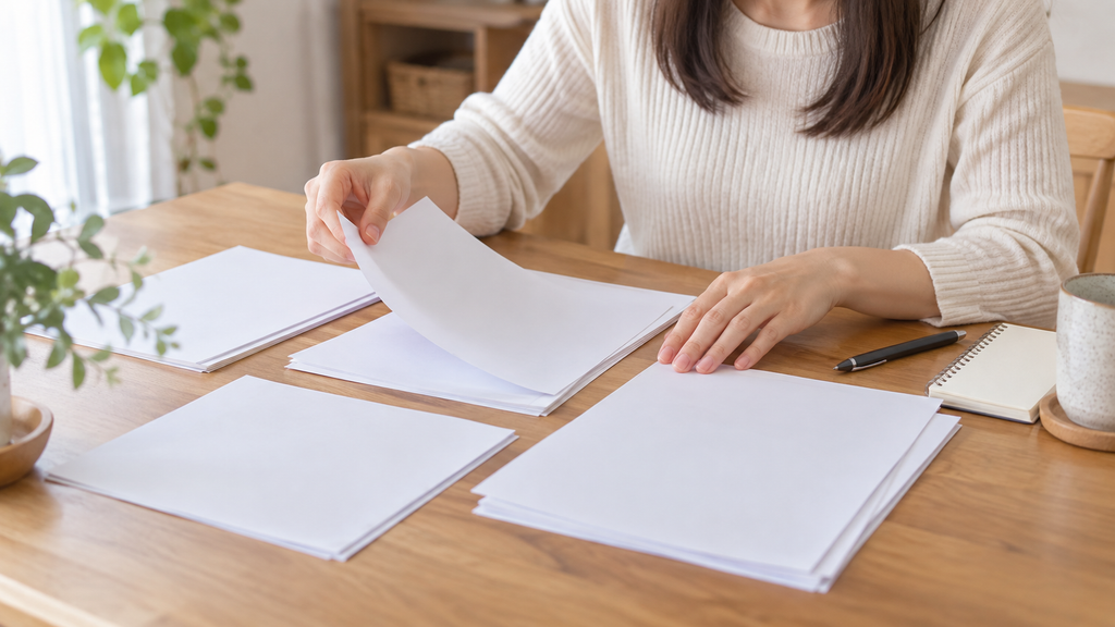 結婚相談所の入会に必要な書類を確認する様子