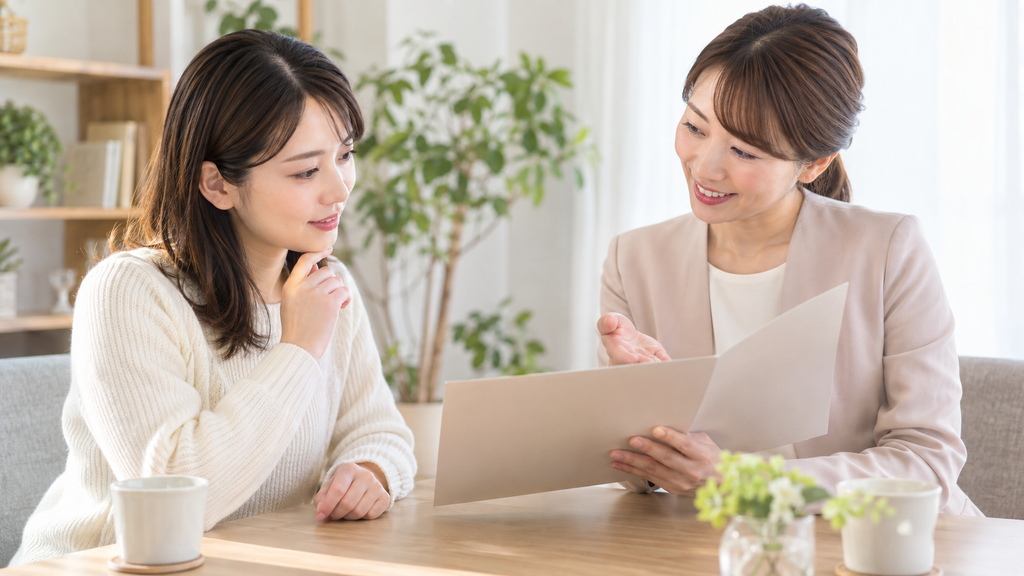結婚相談所のお見合い料金をカウンセラーに確認する女性