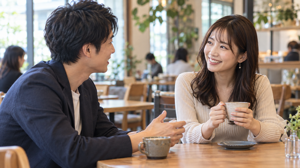 婚活デートで自然に笑顔を見せる女性